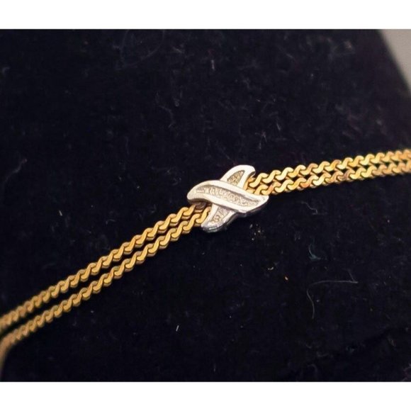 Gold Filled and Sterling Silver Vintage Minimalist Bracelet by Avon, 7 inch G24 - Picture 1 of 4